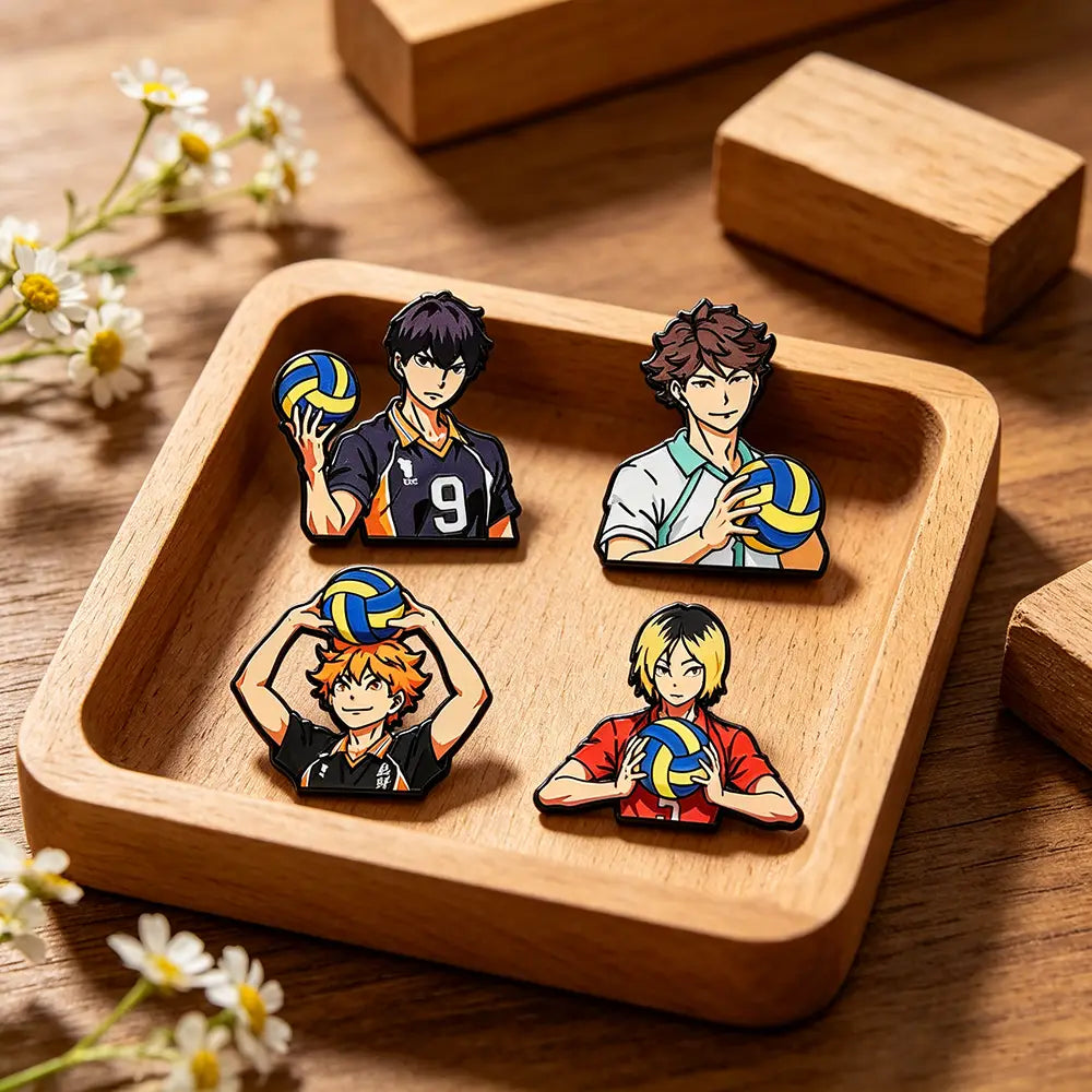 4pcs Cute Volleyball Boy Enamel Pin Cartoon Anime Brooch For Coat Women’s Brooches Fashion Lapel Badges Jewelry Gift