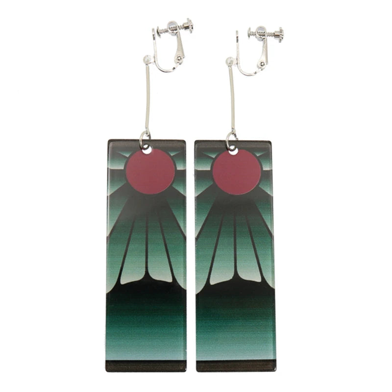 2022 Trendy Acrylic Tanjiro Earrings Demon Slayer Earrings Anime Cosplay Props Hanafuda Drop Long Earrings for Women Girls Jewel