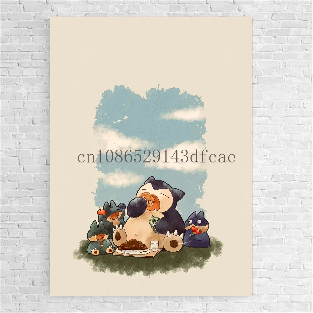 Anime Pokemon Canvas Painting Bulbasaur Charmander Squirtle Poster and Print Watercolor Wall Art Picture Home Decor Kids Gifts
