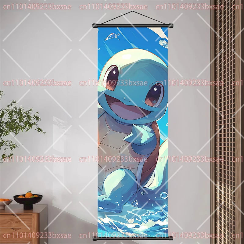 Anime Pokemon Pikachu Eevee Ampharos Charizard Bulbasaur Squirtle Poster Scroll Painting Theme Party Decoration Painting Gift