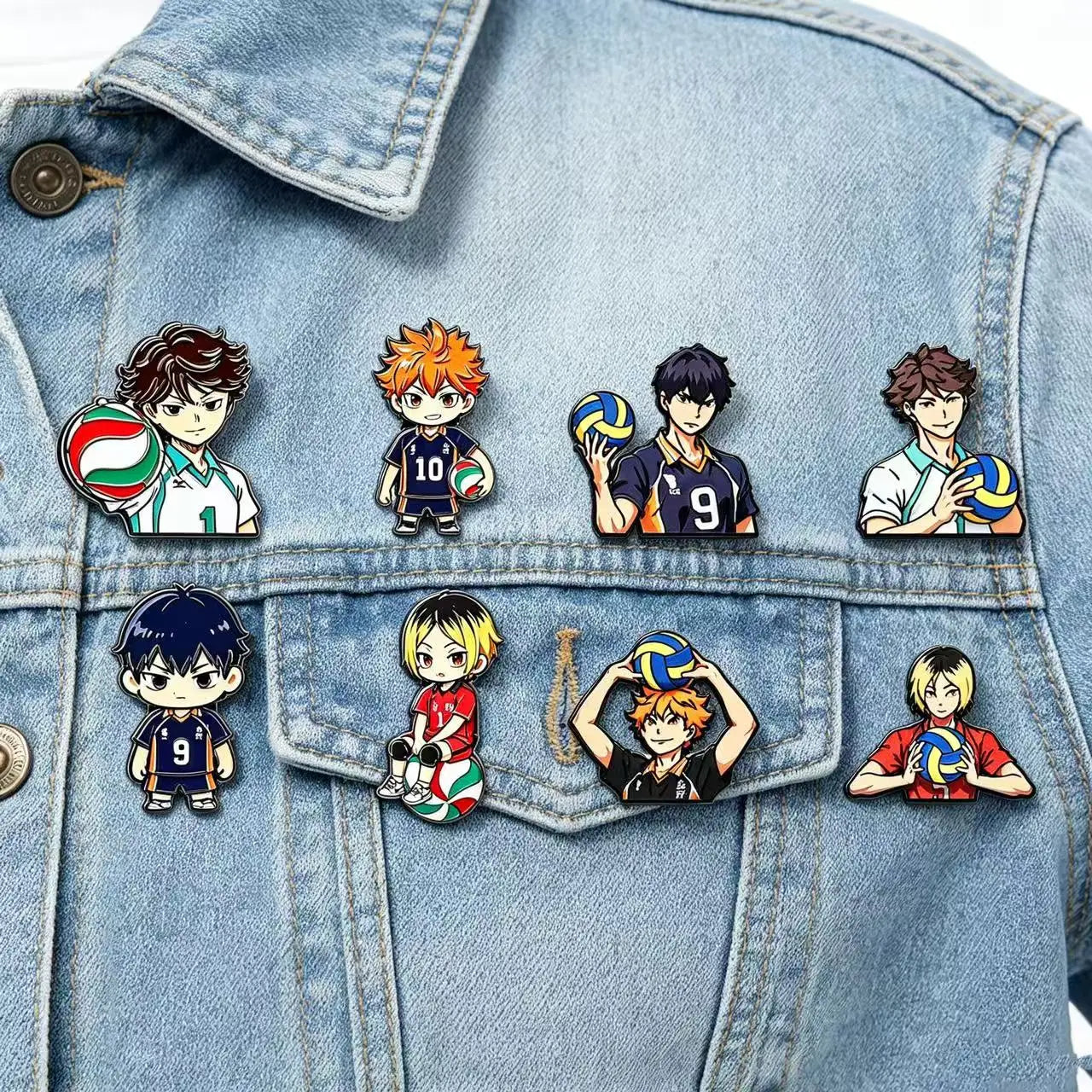 4/8pcs Cute Volleyball Enamel Pin Cartoon Anime Brooch For Coat Women’s Brooches Fashion Lapel Badges Jewelry Gift
