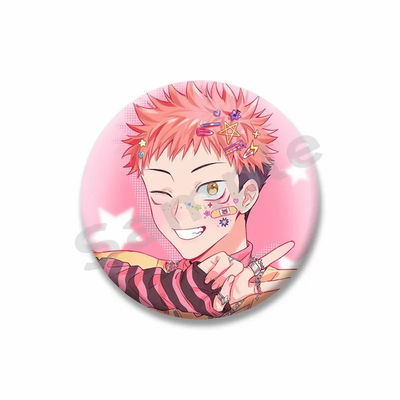 Anime Character Yuji Itadori Enamel Pins Tinplate Snap-in Brooches on Backpack Cartoon Cosplay Badge Accessories Jewelry Gifts