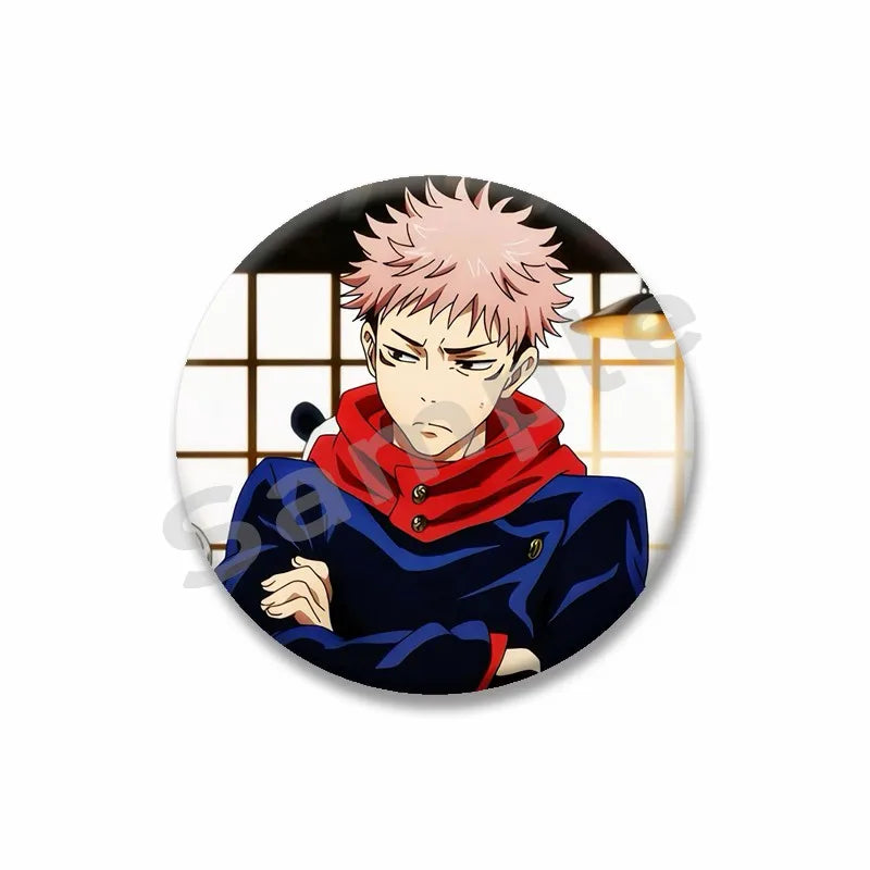 Anime Character Yuji Itadori Enamel Pins Tinplate Snap-in Brooches on Backpack Cartoon Cosplay Badge Accessories Jewelry Gifts