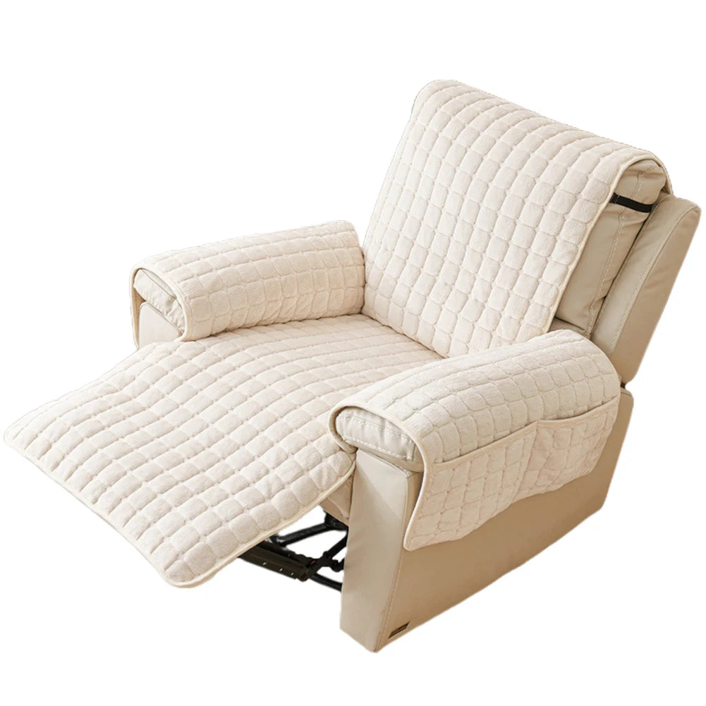 Recliner Sofa Protector Cover with Armrests Pockets Armchair Case Plush Sofa Cover Non-Slip Wear Resistant Chair Covers