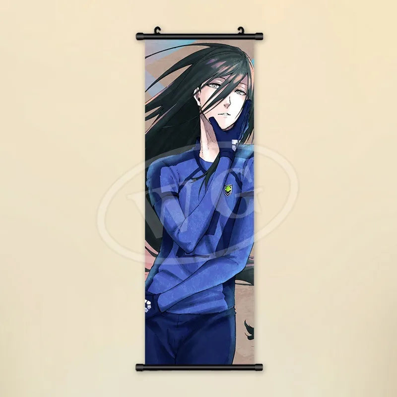 Blue Lock Hanging Painting Anime Poster Reo Mikage Wall Art Canvas Scroll Picture Isagi Yoichi Characters Home Decor Living Room