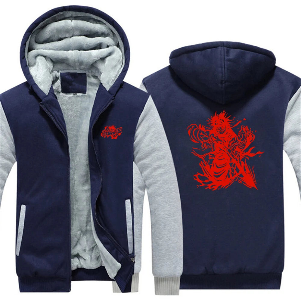 Jujutsu Kaisen CHOSO Men's thick fleece hoodie with printed pattern, soft inner lining for added warmth and style