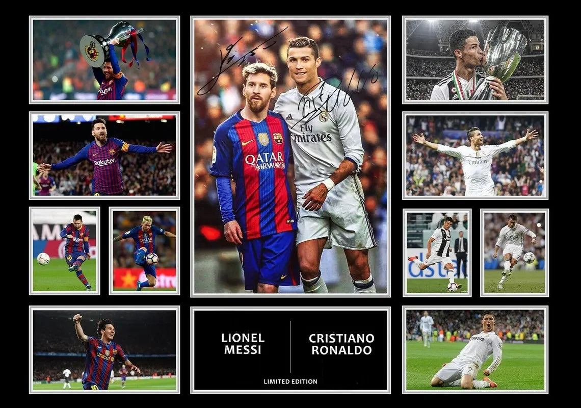 Famous Modern Football Player and Signature Poster Wall Decor B-Messi Sport Stars Canvas Painting For Boys' Room Fans Gift
