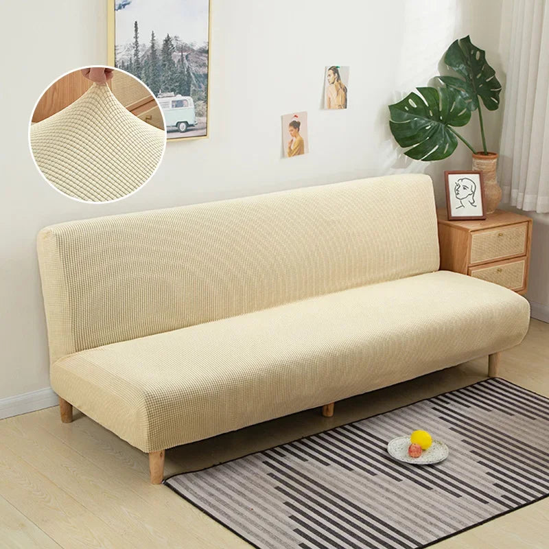 Polar Fleece Fabric Armless Futon Sofa Bed Cover Solid Without Armrest Big Elastic Folding Furniture home Decoration Bench Cover