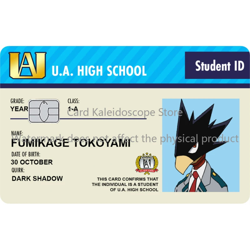 Anime My Hero Academia Student ID Series Redit Card Skin Sticker for VISA JCB Mastercard and Other Bank IC Card Decoration