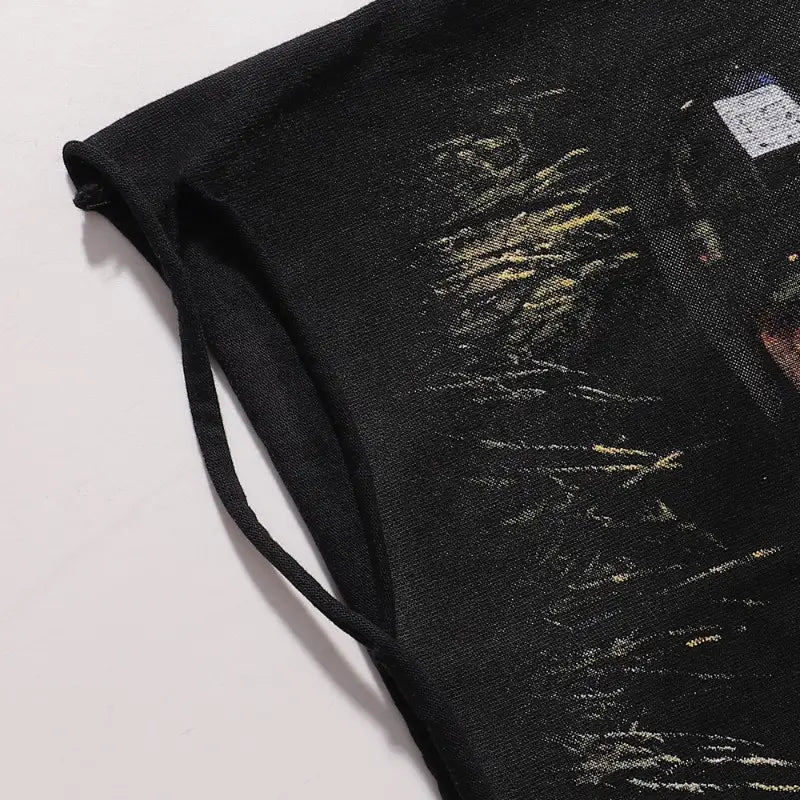 Rhinestone Printed Sleeveless T-Shirt – Loose Cotton