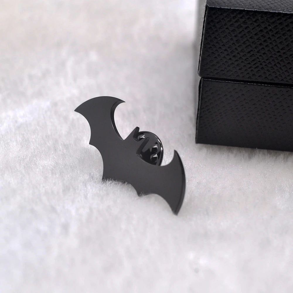 Bat Symbol Lapel Pin - Comic Book Hero Style Brooch, Stainless Steel Enamel Badge, Gotham Inspired Collectible Gift for fans