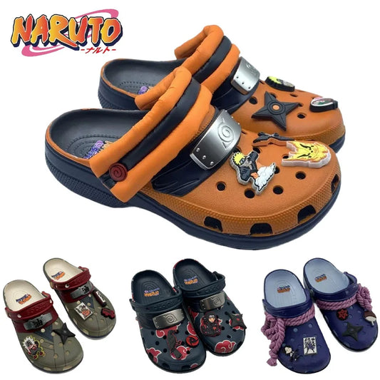 Naruto Anime Summer Men's Sandals Thick-Soled Non-Slip Slippers Sasuke Itachi Kakashi Breathable Toe-Cap Casual Beach Slippers