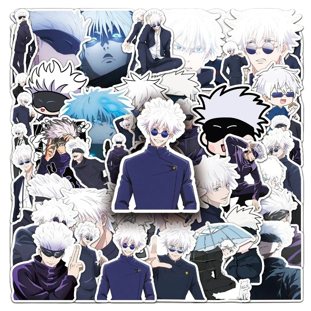 50pcs Anime Jujutsu Kaisen Gojo Satoru Waterproof Stickers Japanese Manga Cute Cartoon Drawing Doodle Decorations