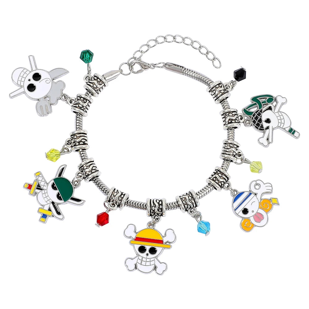 Popular anime accessory bracelet with skull, Luffy DIY charm bracelet