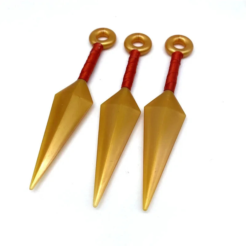 Naruto Anime Golden Shuriken Kunai Model Toys Ninja Action Figures Cosplay Props PVC Weapon Models Toys for Children Adult Gifts