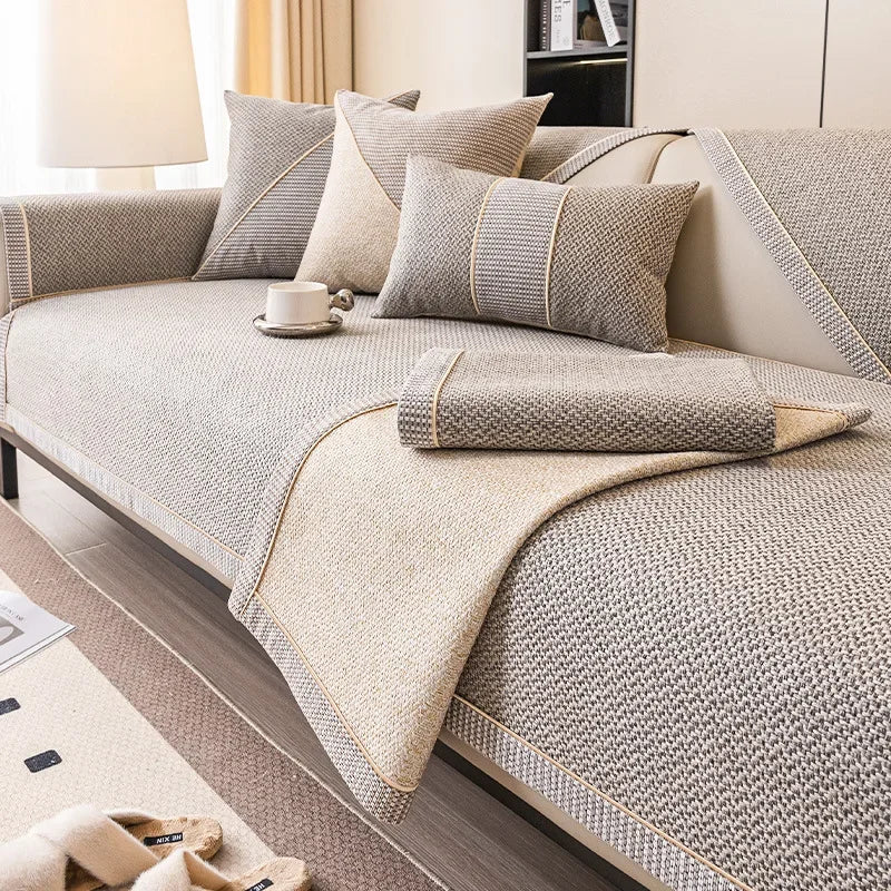 Linen Sofa Cushion for All Seasons Universal Non-slip Sofa Cover Cover New 2024 Backrest Cover Cloth Towel Woven Cotton