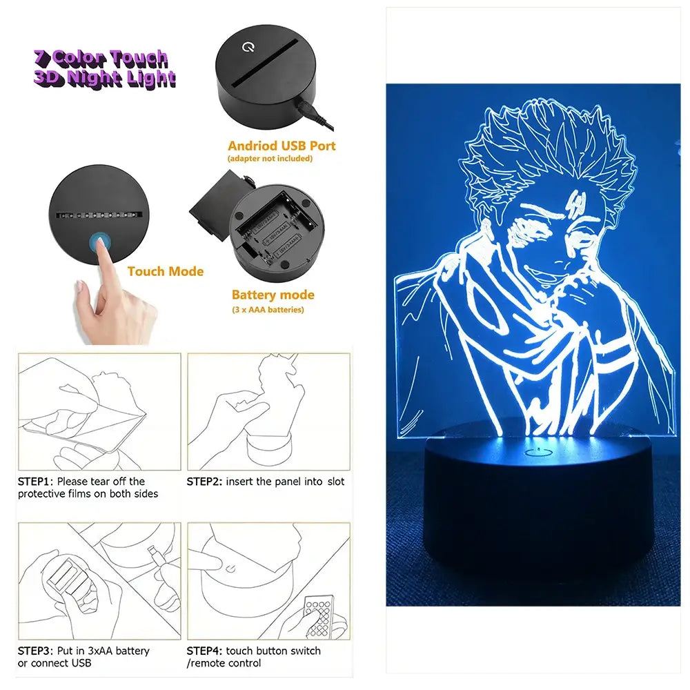 Jujutsu Kaisen Gojo 3D LED Lamp – RGB Desk Light