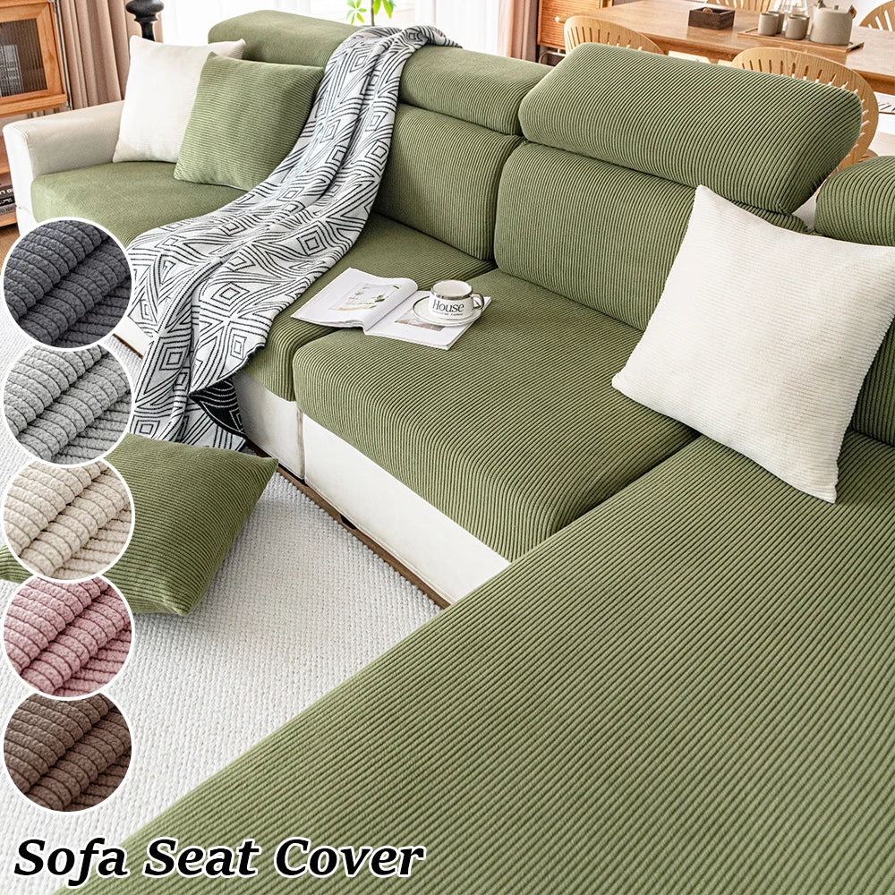 New Thicken Jacquard Sofa Seat Cushion Covers Solid Colors Striped Sofa Covers for Living Room Sectional Couch Covers Removable