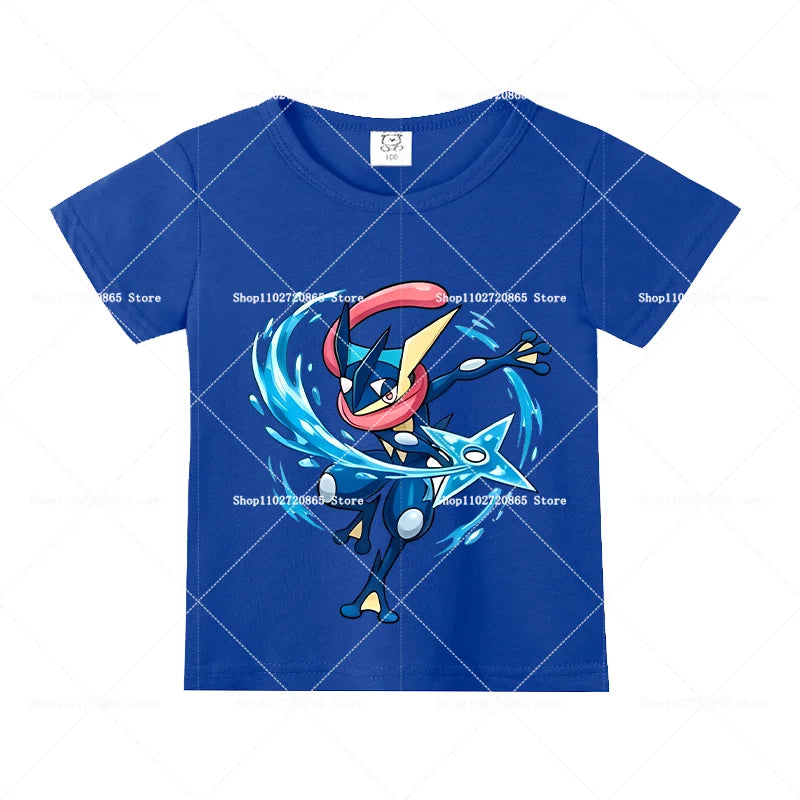 Pokemons Cotton T-Shirt Pikachu Eevee Cartoon Anime Tees Classic Game Fashion Printed Tops Summer Breathable Casual Clothes Gift