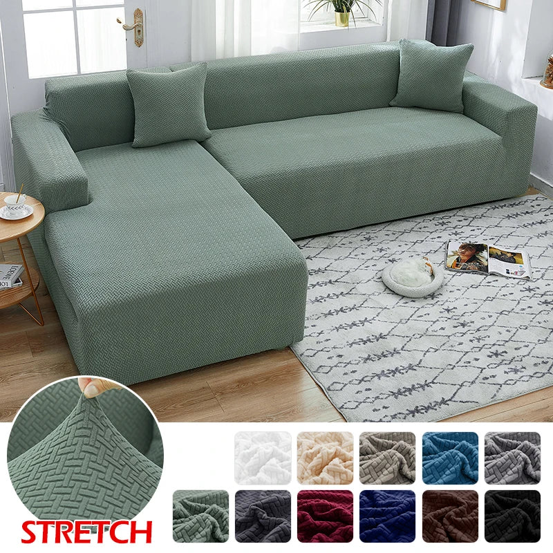 LEVIVEl Jacquard Elastic Sofa Covers Geometric ArmChair Knitted Sofa Couch Slipcovers Chair Protector For Living Room L Shaped
