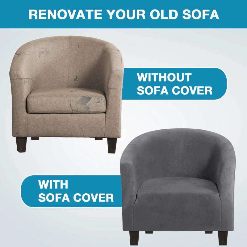 High Stretch Sofa Cover Velvet Tub Chair Cover Skid Resistance Furniture Protector Stretch Fabric Super Soft Couch Slipcover