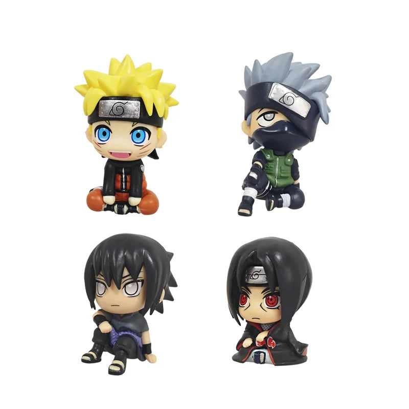 Naruto Anime Figure Toys Kakashi Action Figure Q Version Kawaii Sasuke Itachi Figurine Car Decoration Collection Model Toy