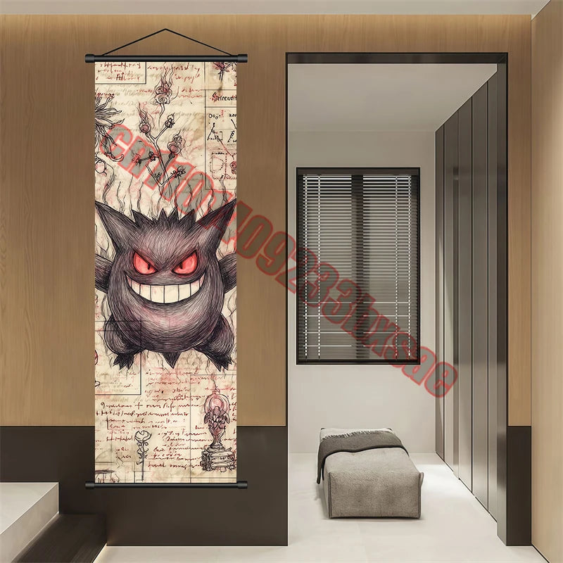 Printed Pokemon Poster Anime Wall Artwork Gengar Pictures Charizard Painting Canvas Pikachu Hanging Scrolls Home Room Decor