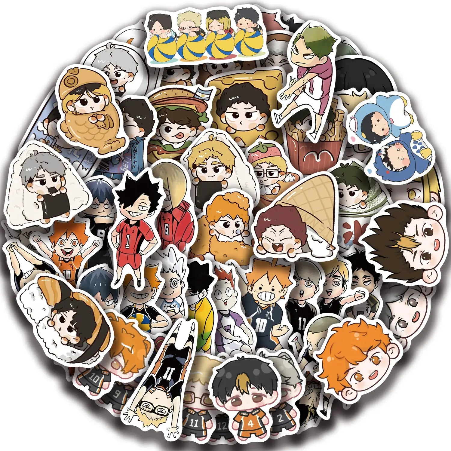 56pcs Volleyball Boy Graffiti Sticker Cute Character DIY Hand Account Decoration Mobile Phone Skateboard Stickers