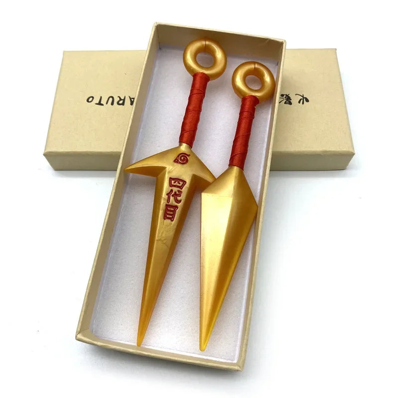 Naruto Anime Golden Shuriken Kunai Model Toys Ninja Action Figures Cosplay Props PVC Weapon Models Toys for Children Adult Gifts