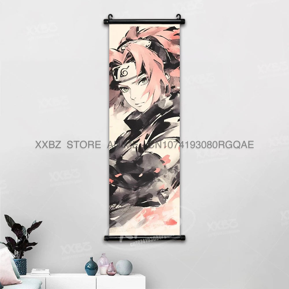 Naruto Home Decoration Scrolls Picture Hyuga Hinata Anime Canvas Wall Art Interior Hanging Painting Uchiha Itachi Figures Poster