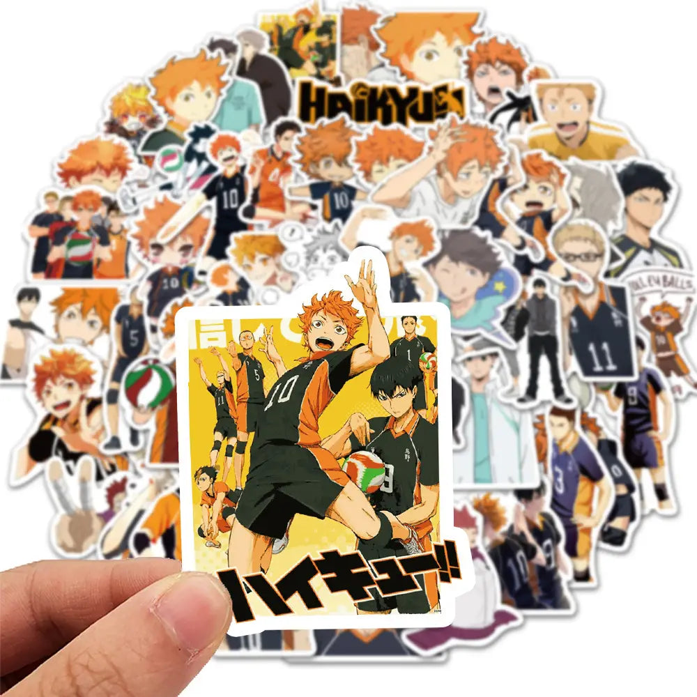 50pcs Cartoon Anime Haikyuu!! Stickers Decals Skateboard Laptop Suitcase Phone Diary Funny Waterproof Sticker for Kids