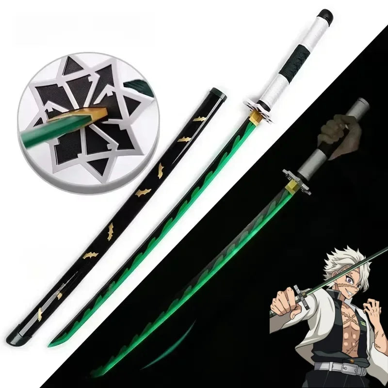 104cm Bright Katana LED Light Sword Kimetsu No Yaiba Anime Cosplay Prop Real Size Japanese Katana Samurai Sabre Demon Slayer