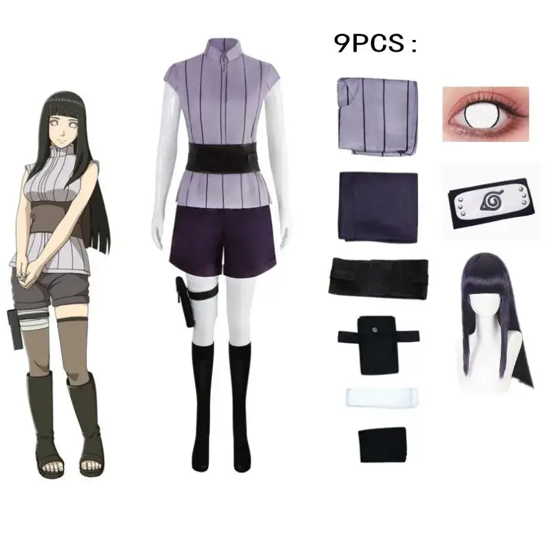 Naruto Shippuden Hinata Hyuga Cosplay Set – Shirt Pants Belt