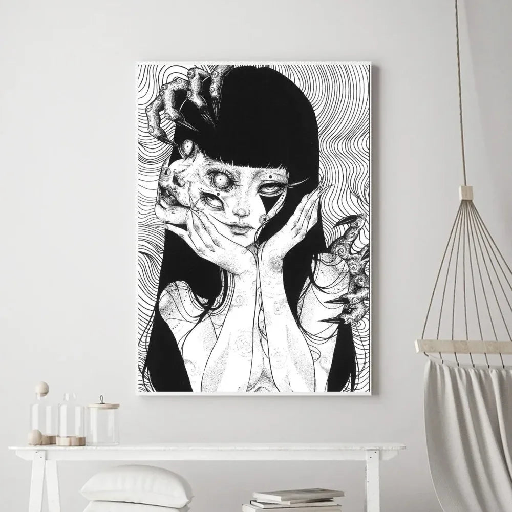 Hot Japan Anime Junji Ito Canvas Prints Poster Horror Thriller Dark Aesthetics Wall Art Home Decoration Art Poster Fans Gifts