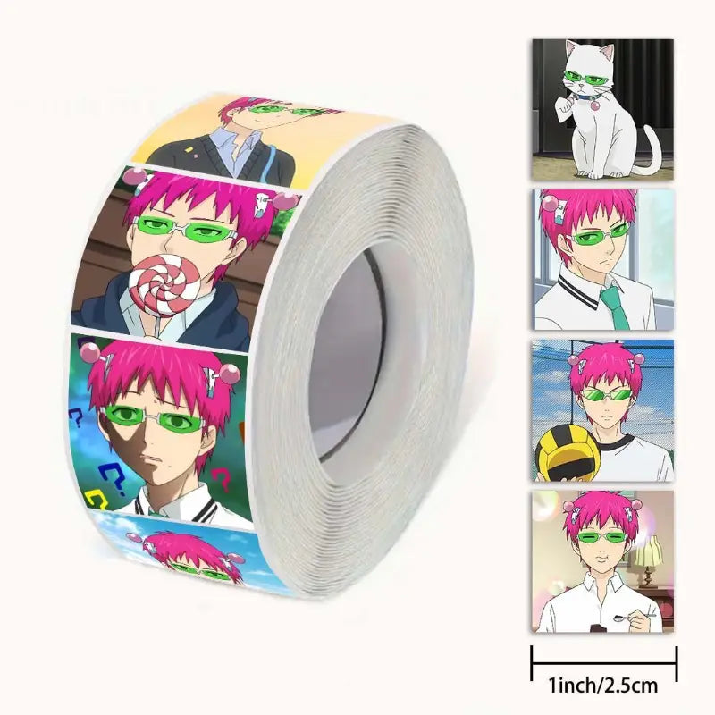 500pcs/set Anime Saiki Kusuo Roll Sticker Ins Cartoon Cute Personality Anime Niche Decoration Seal Sticker Decoration