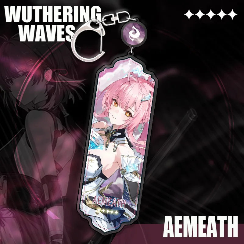 New Wuthering Waves Hiyuki Denia Aemeath Mornye Keychain Cartoon Anime Strip Pendant Keyring Backpack Jewelry Cute Gift