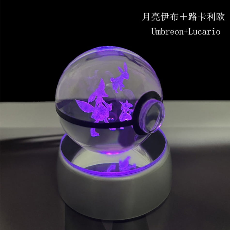 Pokemon Pokeball LED Night Light – 3D Crystal Ball