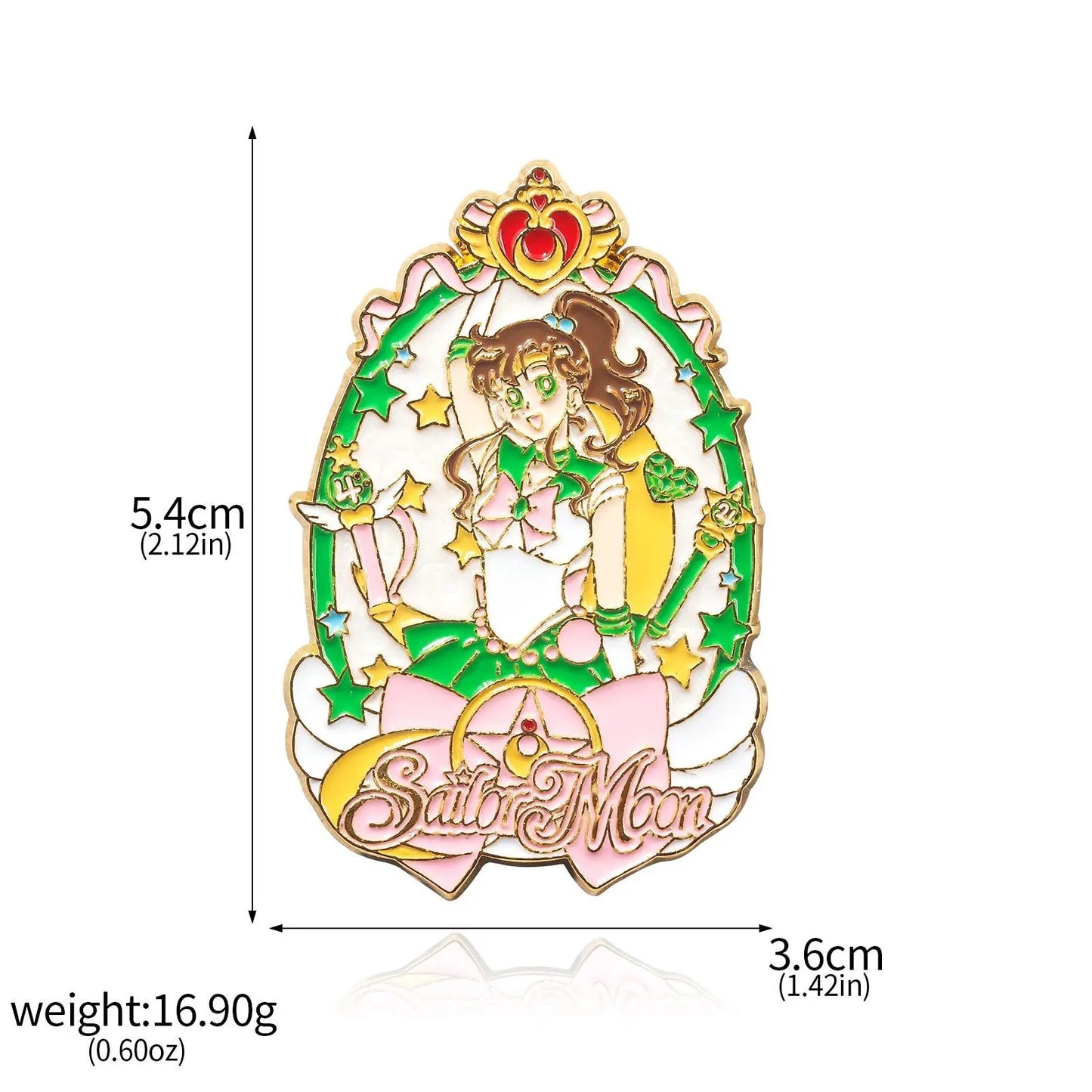 Anime Cartoon Moon Tsukino Usagi Enamel Keychain Necklace for Women Girl Magic Brooch Aino Minako Pin Cosplay Jewelry Gift