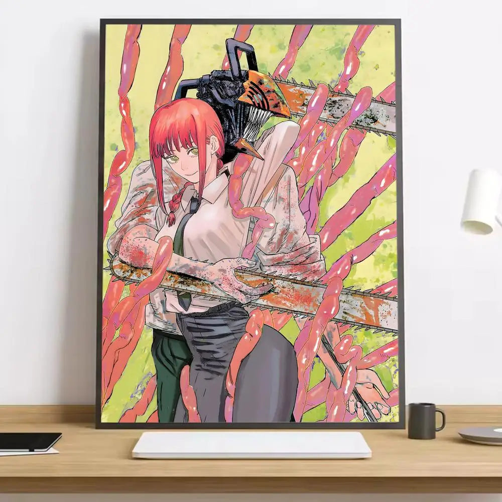 Makima Chainsaw Man Painting Calligraphy HD Canvas Poster living room bedroom bar aesthetic decoration