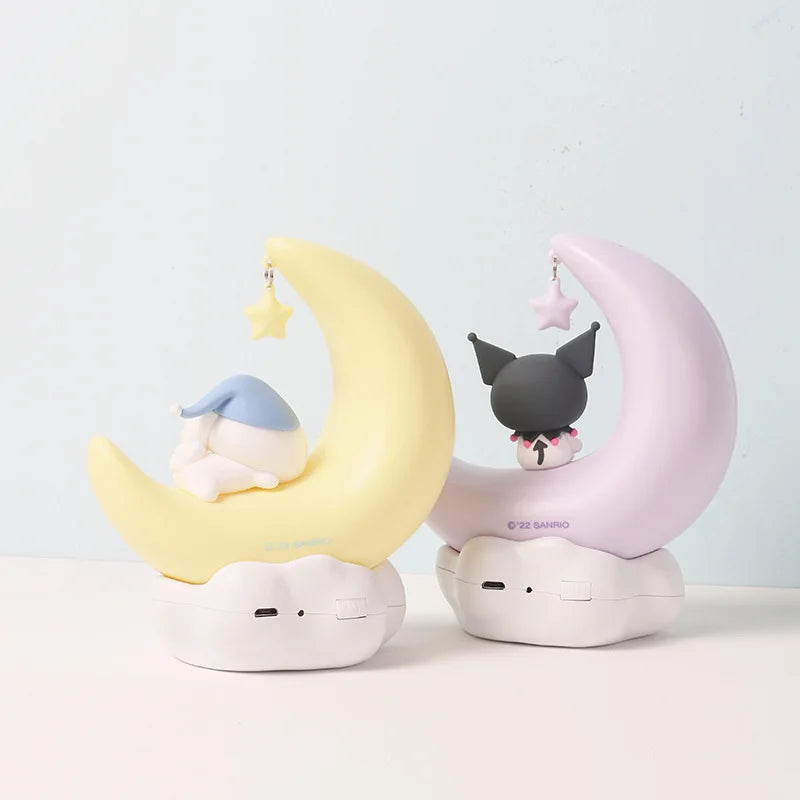 Genuine Cute Sanrio Kuromi Cinnamoroll Crescent Beautiful Dream LED Light-emitting Ornaments Cute Night Light Children's Gift