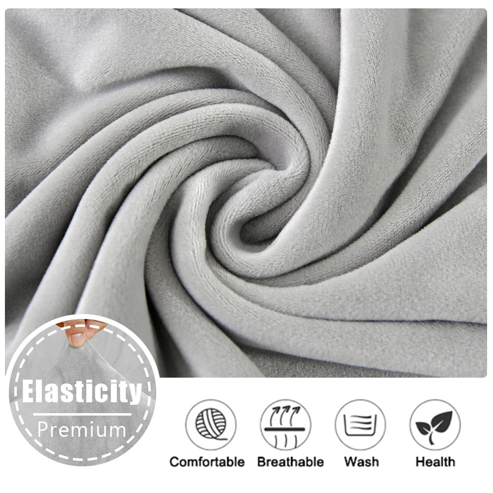 Super Soft Velvet Sofa Seat Cushion Cover Plain Color Stretch Thicken Sofa Cover Sectional Couch L Shape Corner Armchair Covers