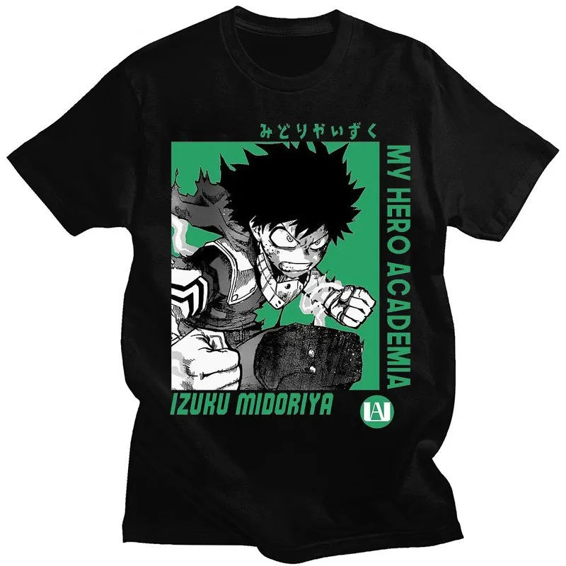 My Hero Academia Men's T-Shirt Izuku Midoriya Deku Printed Japanese Anime Summer Boy Kids Short Sleeve Parent-Child Wear