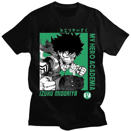 My Hero Academia Men's T-Shirt Izuku Midoriya Deku Printed Japanese Anime Summer Boy Kids Short Sleeve Parent-Child Wear