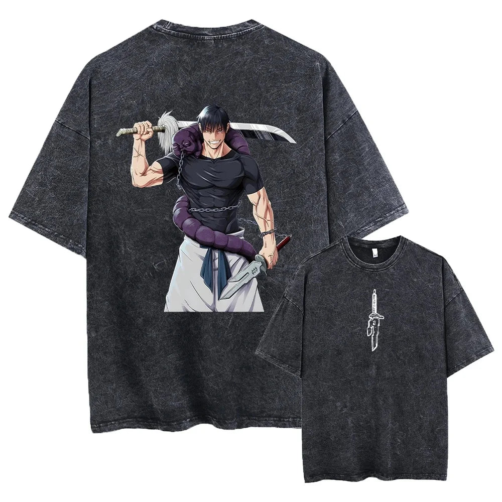 2026 Summer Fushiguro Toji Printed Tee Anime Jujutsu Kaisen Clothing Men Women Manga T-shirts Washed Cotton Tshirt Harajuku Y2k
