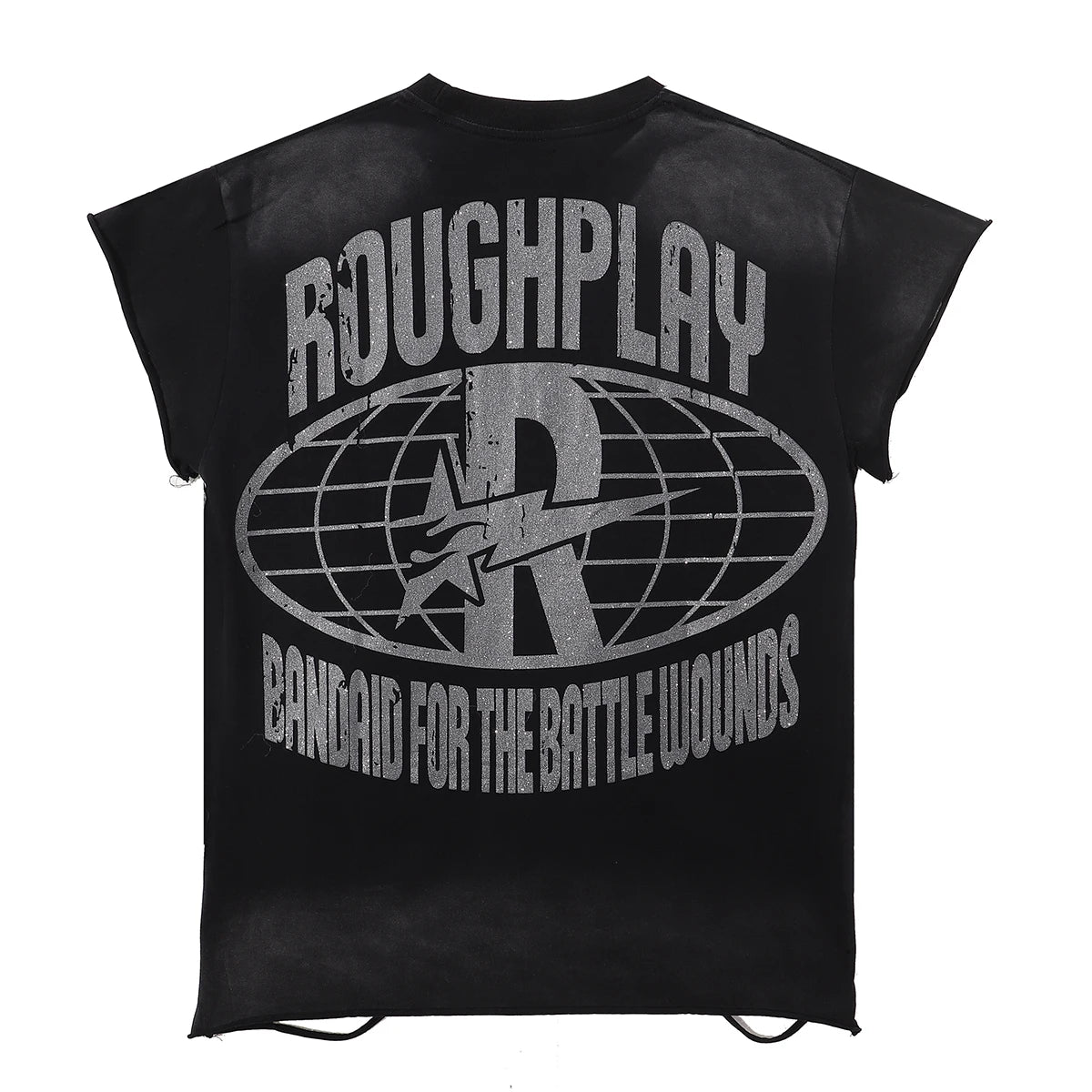 New Rough Play hotfix rhinestone and Printed Pattern T-shirt Men/Women Loose sleeveless Tops 100% Cotton Casual T-shirt