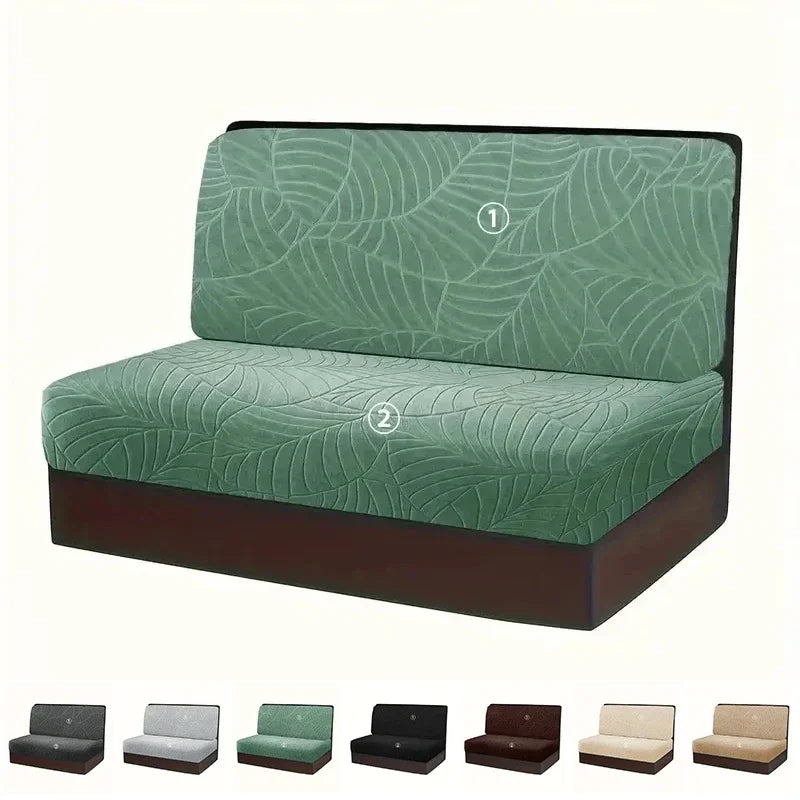 2 Pcs/set Leaves Jacquard RV Dinette Cushion Covers Elastic Armless Couch Slipcover Stretch Rv Camper Car Bench Seat Cover