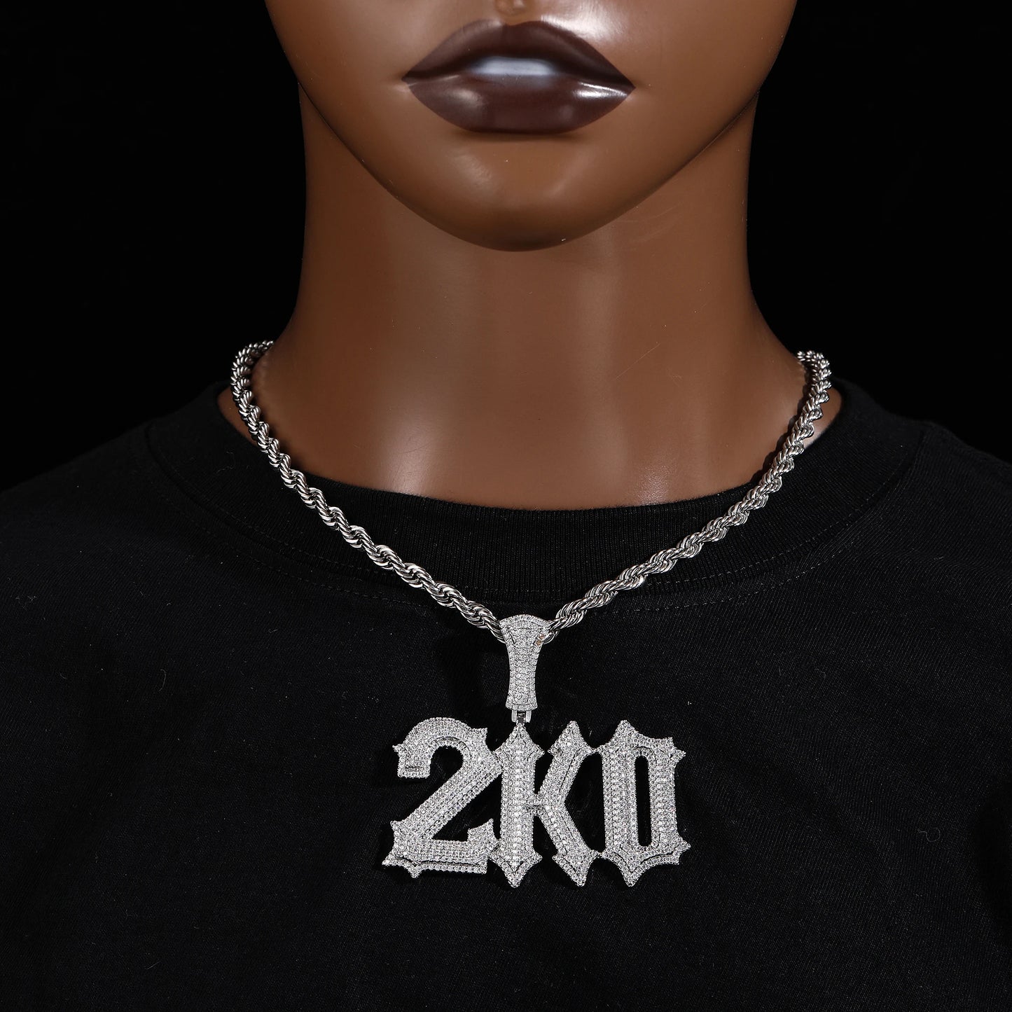 Custom Bling CZ Stone Spiked Letter Pendant Hiphop Style Personalized Necklace Rope Chain Charm Name Choker Luxury Gift For Men