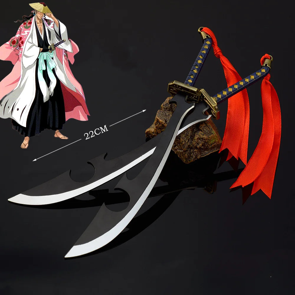 25cm Metal Bleach Katana Sword Ichigo Aizen Cosplay Prop Ninja Knife Iron Japanese Samurai Katana Real Weapon Kid Toy Anime Gift