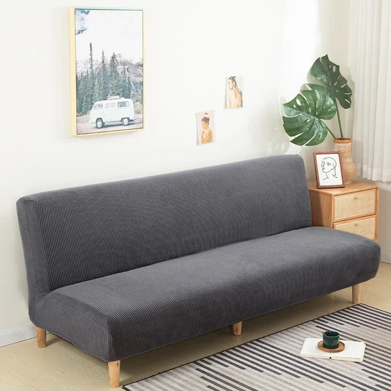 Polar Fleece Fabric Armless Futon Sofa Bed Cover Solid Without Armrest Big Elastic Folding Furniture home Decoration Bench Cover