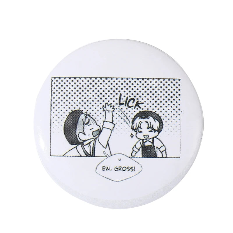 Tinplate Pin Button Custom Anime Role Old-school Hip-Pop Horror Film Brooch Cartoon Collar Badge Jewelry Gift Fans